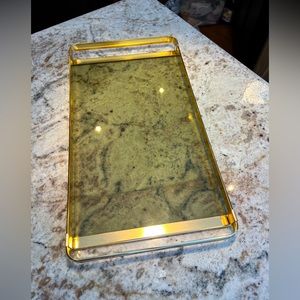 Vintage tinted glass and brass serving tray